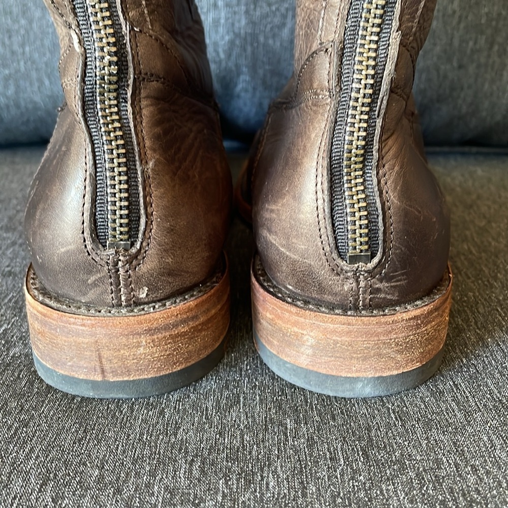 FRYE Jayden riding boots long brown oiled leather size US 8 - Picture 6 of 13